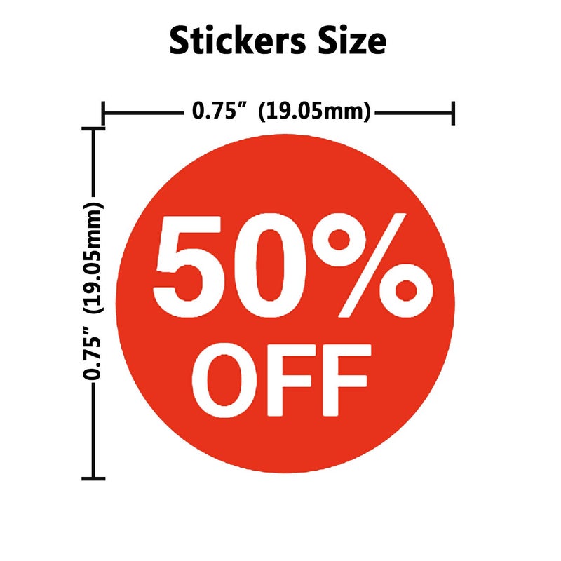 Besttile 1080 Pcs 50 Percent Off Stickers,Price Stickers for Retail Store 3/4 Inch - Image 2